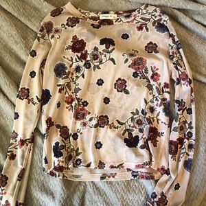 Sheer embroidered floral shirt